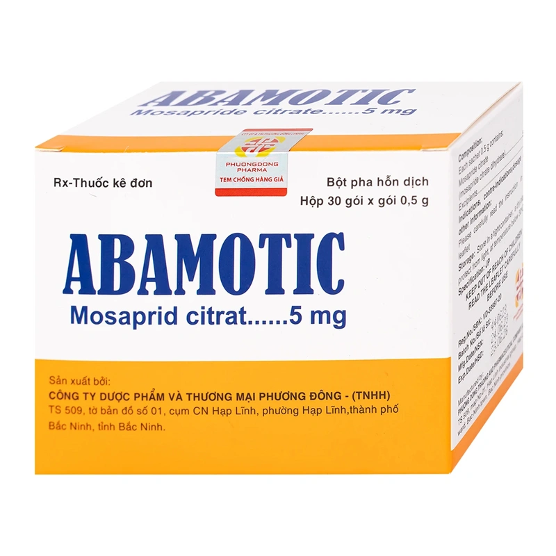 Bột pha uống Abamotic 5mg điều trị các triệu chứng tiêu hóa, viêm dạ dày (30 gói x 0.5g) - 